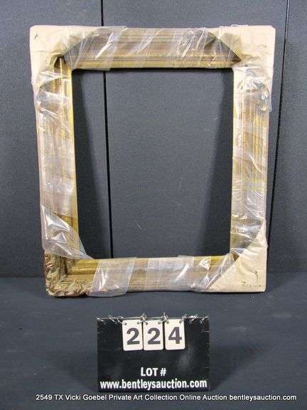 GOLD PAINTED W/ BLACK SPECKLES, CARVED ORNATE WOODEN FRAME - (WRAPPED IN PLASTIC) 28 X 32