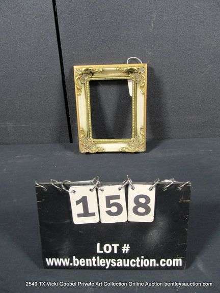 GOLD & WHITE PAINTED, W/ RED ACCENTS, CARCED ORNATE WOODEN FRAME 8 X 10