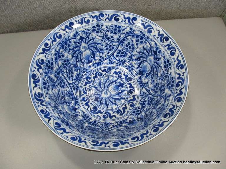 LARGE LOTUS LEAF METAL BANDED RIM & FOOT CERAMIC VASE (14 3/4" X 6 1/2")