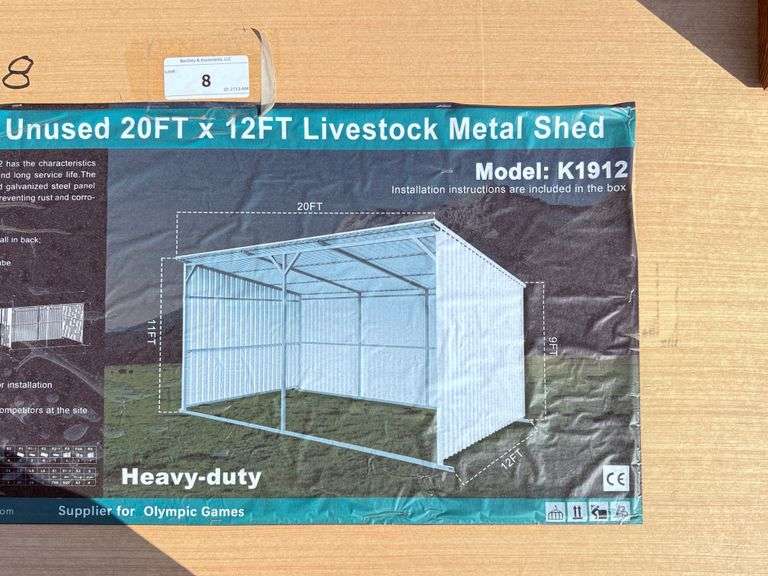 2025 KJ LIVESTOCK METAL SHED MODEL: K1912, 20' X 20'