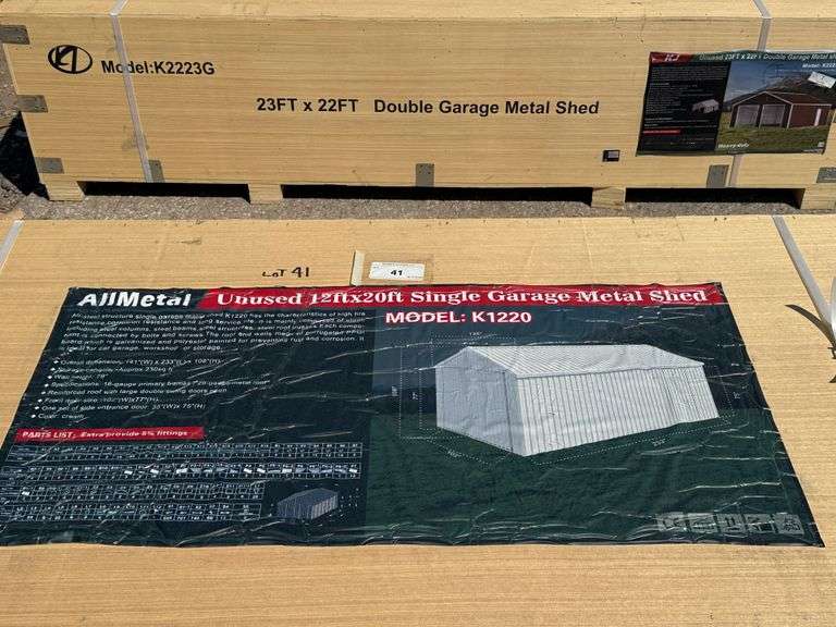 2025 ALL METAL SINGLE GARAGE METAL SHED MODEL: K1220, 12' X 20'