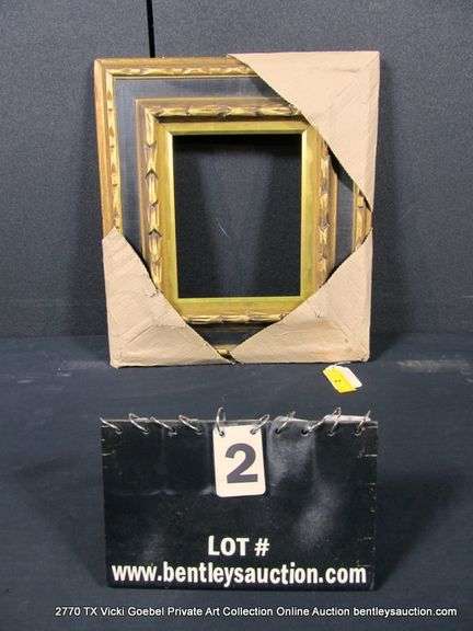 GOLD & BLACK PAINTED, CARVED WOODEN FRAME 26 X 32