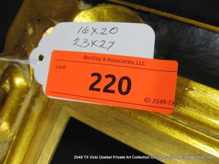 GOLD & BLACK PAINTED, CARVED ORNATE WOODEN FRAME 23 X 27