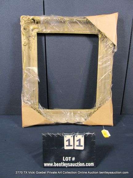 GOLD & BEIGE PAINTED, CARVED ORNATE WOODEN FRAME 23 X 27