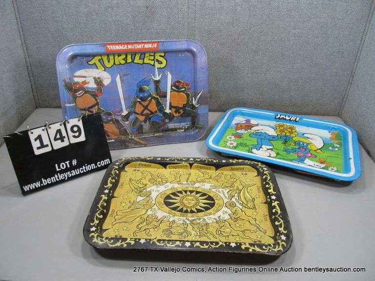 LOT: (3) TEENAGE MUTANT NINJA TURTLES, SMURFS, ASTROLOGY TRAYS