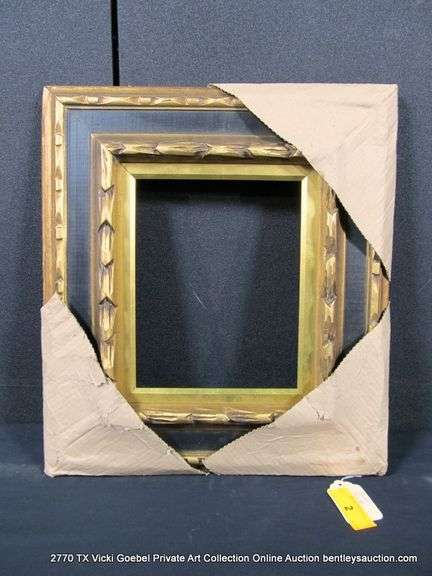 GOLD & BLACK PAINTED, CARVED WOODEN FRAME 26 X 32