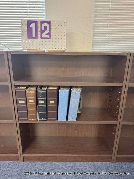 WOOD BOOKSHELF, 42" X 12" X 36"