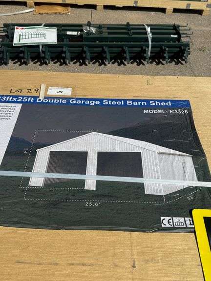 2025 KJ DOUBLE GARAGE STEEL BARN SHED MODEL: K3325, 33' X 25'