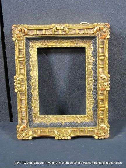 GOLD & BLACK PAINTED, CARVED ORNATE WOODEN FRAME 9 X 11