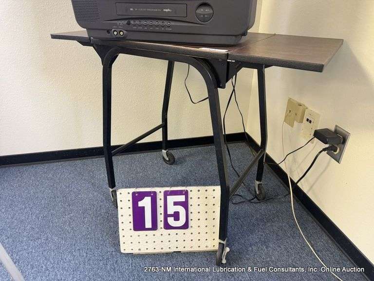 CASTERED FOLDING TABLE, 26" X 16" X 34"