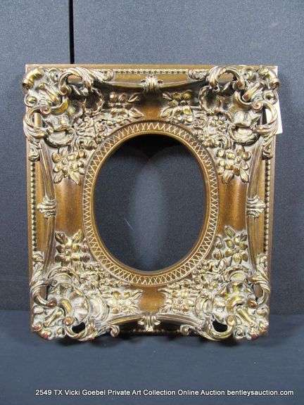 DARK BROWN & GOLD PAINTED, CARVED ORNATE WOODEN FRAME 17 X 19