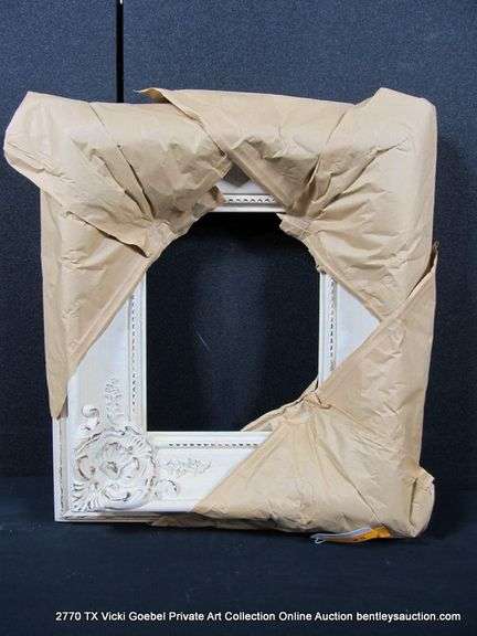 WHITE PAINTED, CARVED ORNATE WOODEN FRAME 16 X 18