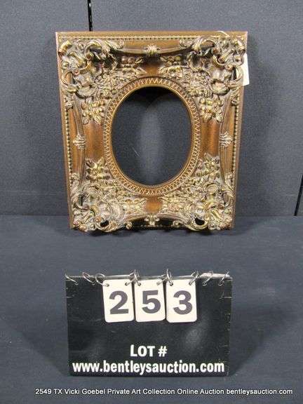 DARK BROWN & GOLD PAINTED, CARVED ORNATE WOODEN FRAME 17 X 19