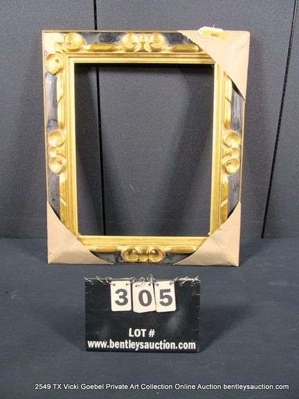 GOLD & BLACK PAINTED CARVED ORNATE WOODEN FRAME 23 X 27