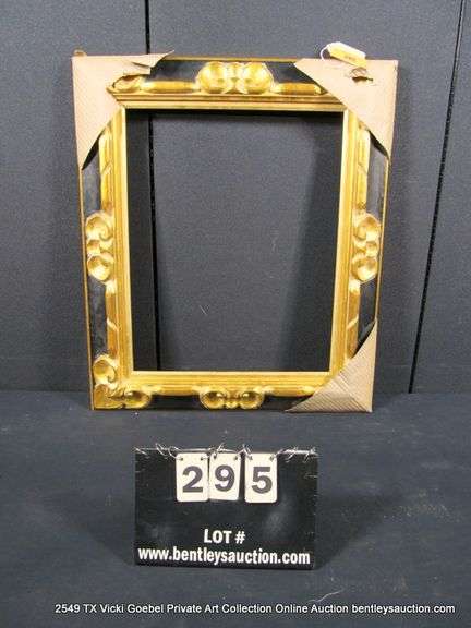 BLACK & GOLD PAINTED, CARVED ORNATE WOODEN FRAME 22 X 26