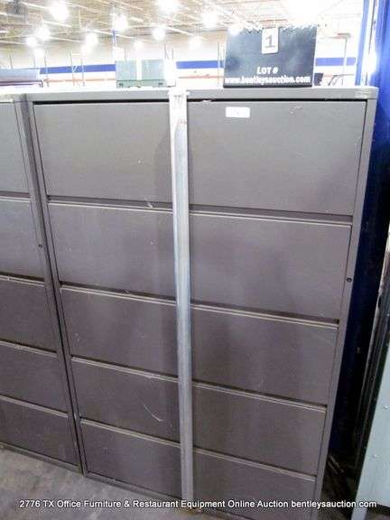 GRAY 40" X 27" X 67 1/2" 5 DRAWER STEEL LATERAL FILE CABINET, MERIDIAN