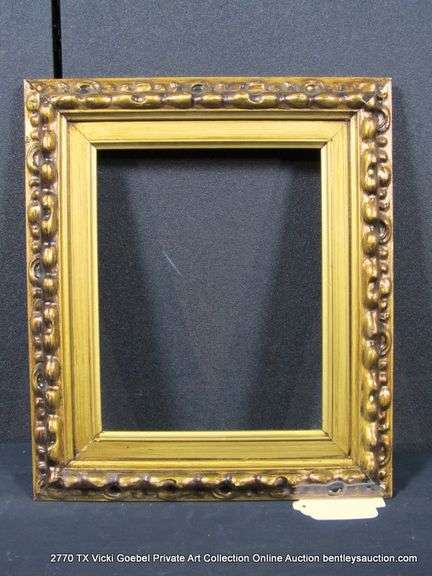 GOLD & BROWN PAINTED, CARVED WOODEN FRAME 12 X 14