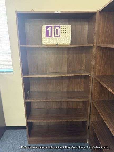 WOOD BOOKSHELF, 72" X 13" X 36" W/ NOTEBOOK BINDERS