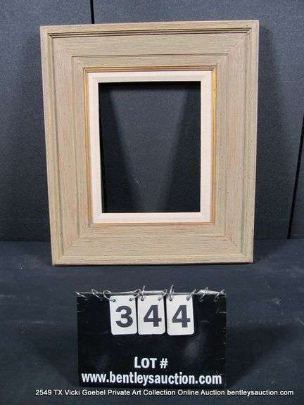 LIGHT-WASHED DRIFTWOOD, W/ LINEN INLAY, CARVED WOODEN FRAME 21 X 44