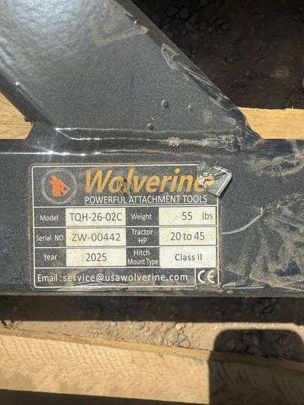 2025 WOLVERINE TRACTOR CLASS 2 QUICK HITCH ATTACHMENT-TRAILER RECEIVER MODEL: TR-26-02C,