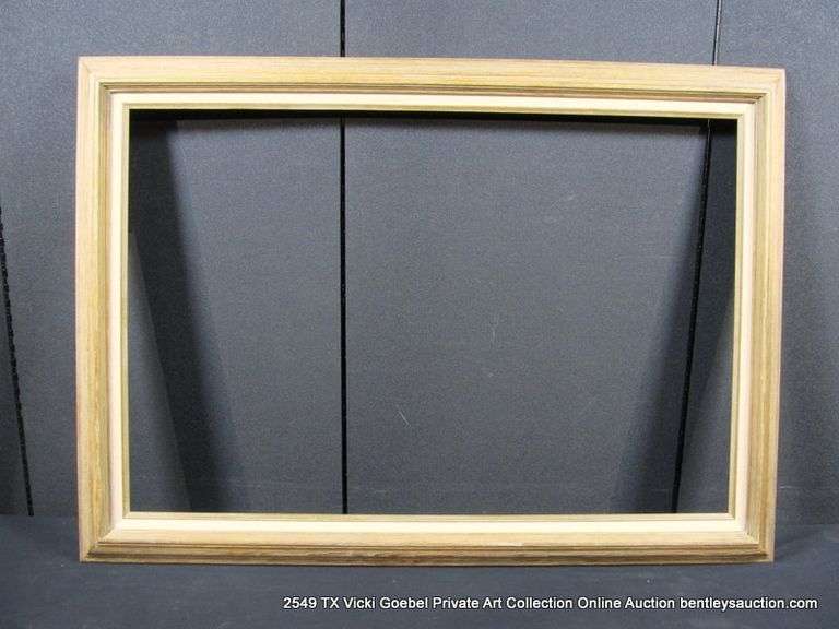 DRIFTWOOD STYLE, W/ LINEN INLAY, CARVED WOODEN FRAME 30 X 42