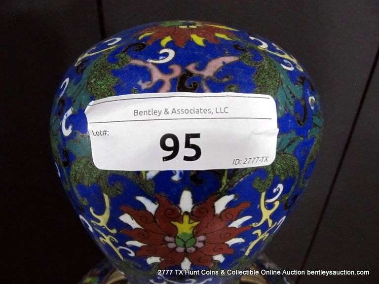 GIANT CLOISONNE CENSER, 3 PCS, 50"T X 29.5"W