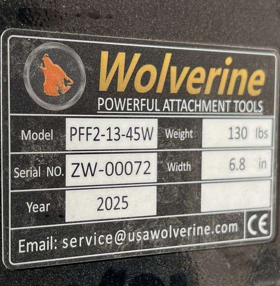 2025 WOLVERINE SKID STEER PALLET FORK FRAME MODEL: PFF2-13-45W