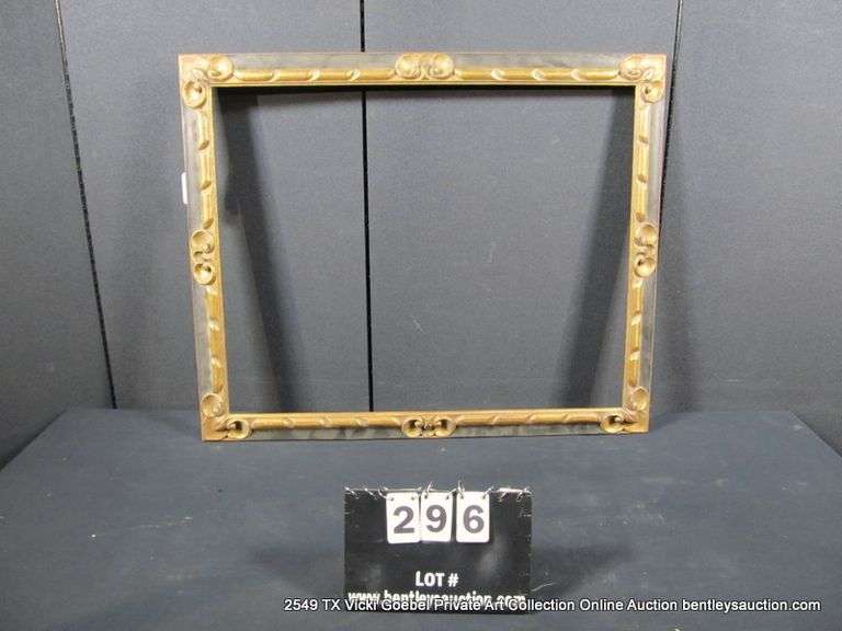 BLACK & BRONZE PAINTED, CARVED ORNATE WOODEN FRAME 28 X 34