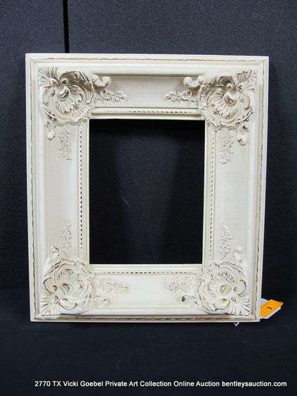 WHITE PAINTED, CARVED ORNATE WOODEN FRAME 16 X 18