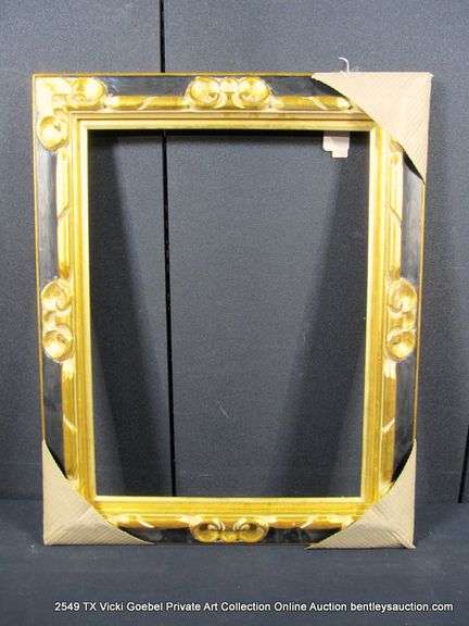 GOLD & BLACK PAINTED, CARVED WOODEN FRAME 24 X 30
