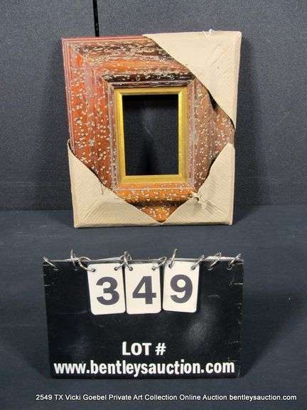 DARK OAK-STAINED, W/ GOLD PAINTED INLAY, CARVED WOODEN FRAME 14 X 16
