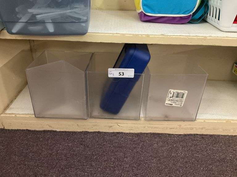 LOT: (3) SHELF ORGANIZERS AND PENCIL CASE