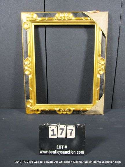 GOLD & BLACK PAINTED, CARVED ORNATE WOODEN FRAME 24 X 30