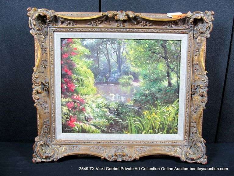 GARDEN SCENE W/ SWAN 24 X 28