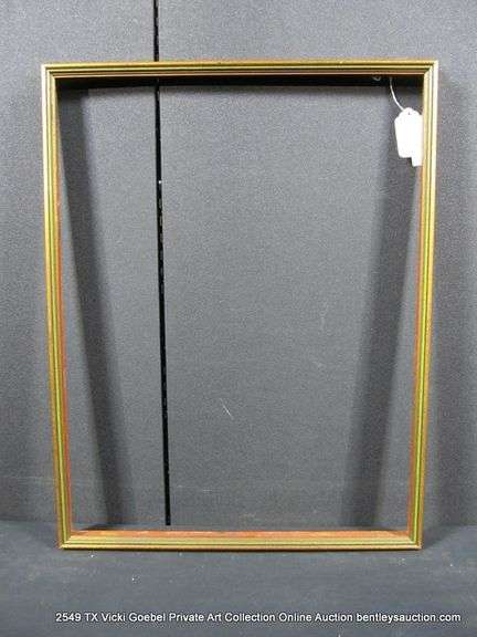 GOLD & GREEN PAINTED, CARVED WOODEN FRAME 21 X 28
