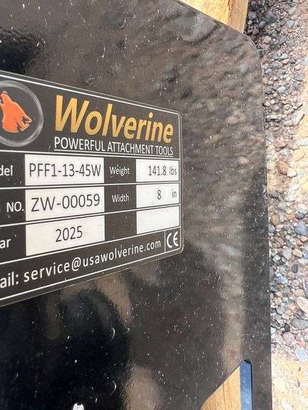 2025 WOLVERINE SKID STEER PALLET FORK FRAME MODEL: PFF1-13-45W