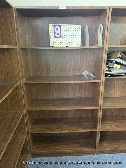 WOOD BOOKSHELF, 72" X 13" X 36" W/ NOTEBOOK BINDERS