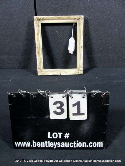 WHITE-WASHED, W/ GOLD ACCENTS, CARVED ORNATE WOODEN FRAME 8 X 11