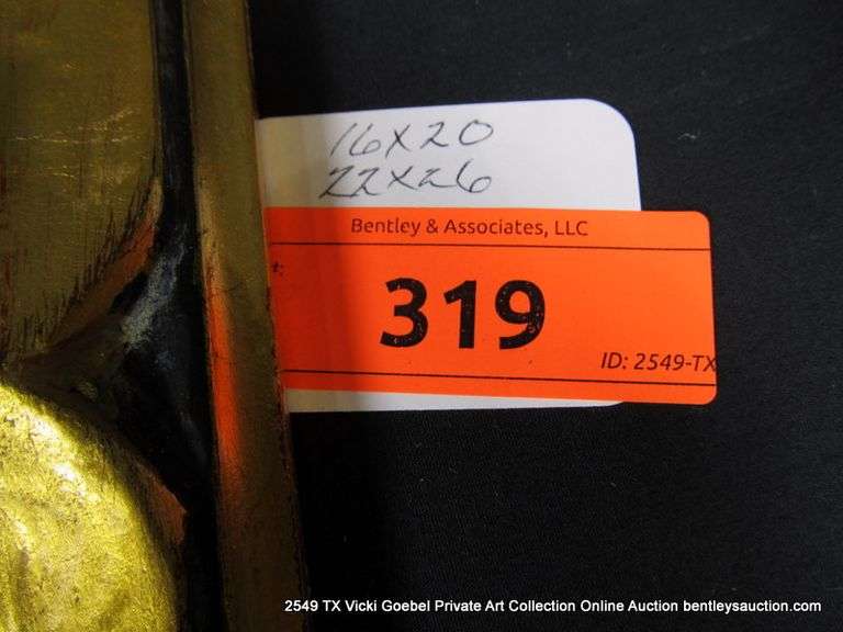 GOLD & BLACK PAINTED, CARVED ORNATE WOODEN FRAME 22 X 26