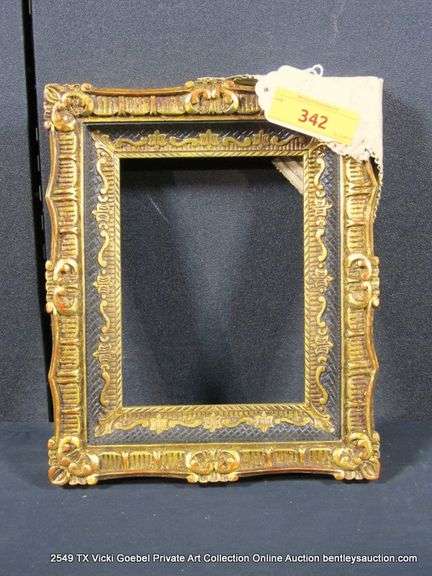 GOLD & BLACK PAINTED CARVED ORNATE WOODEN FRAME 10 X 12