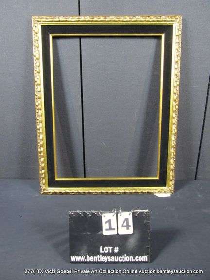 GOLD PAINTED, W/ FLOCKED VELVET INLAY, CARVED WOODEN FRAME 24 X 30