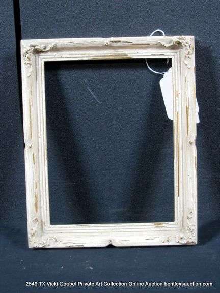 WHITE-WASHED, CARVED ORNATE WOODEN FRAME 9 X 11