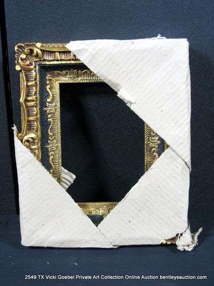 GOLD & BLACK PAINTED, CARVED ORNATE WOODEN FRAME 9 X 11