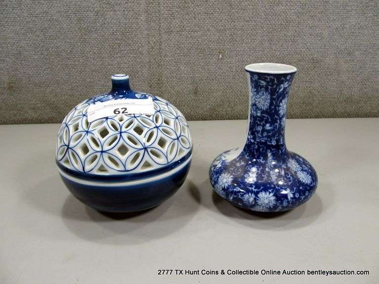 LOT: CERAMIC VASE & POTPOURRI BOWL