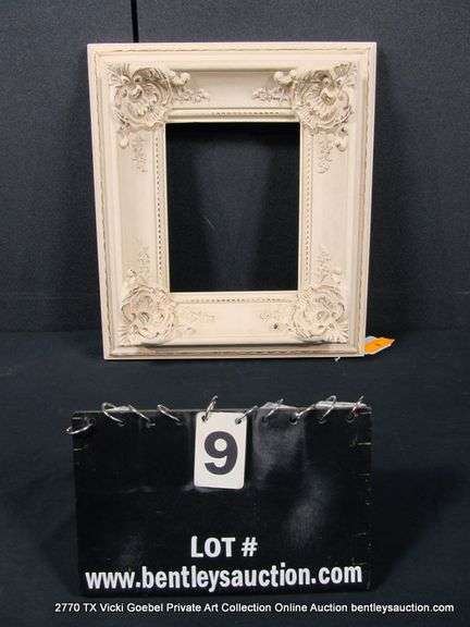 WHITE PAINTED, CARVED ORNATE WOODEN FRAME 16 X 18