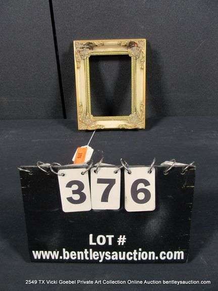 WHITE & GOLD PAINTED, W/ RED ACCENTS, CARVED ORNATE WOODEN FRAME 8 X 10