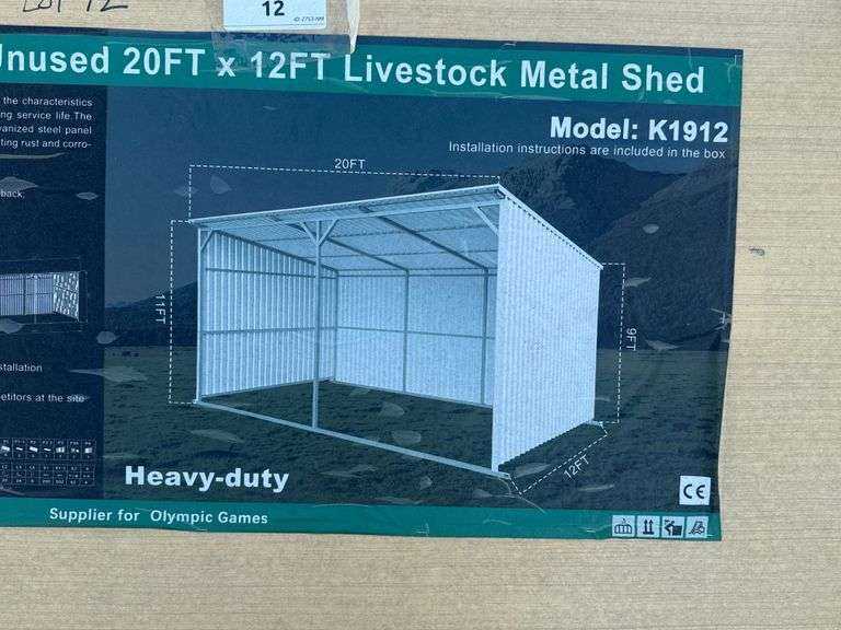 2025 KJ LIVESTOCK METAL SHED MODEL: K1912, 20' X 12'