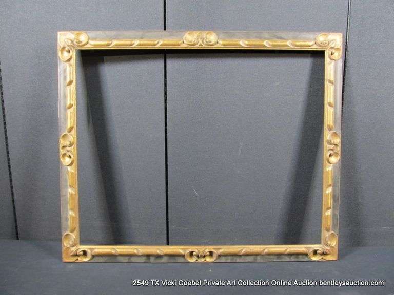 BLACK & BRONZE PAINTED, CARVED ORNATE WOODEN FRAME 28 X 34
