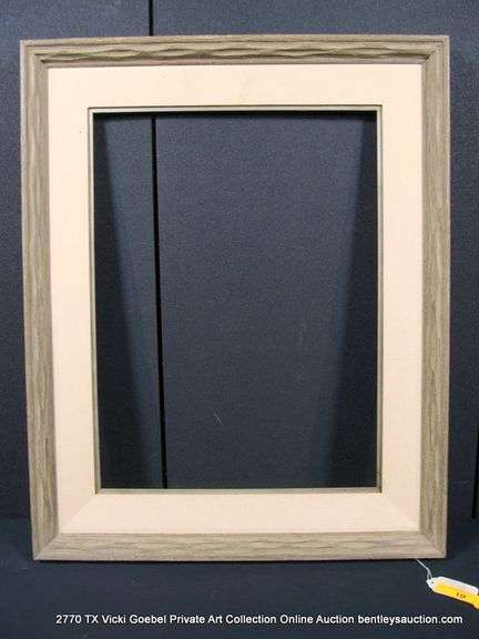 DRIFTWOOD STYLE, W/ THICK LINEN INLAY CARVED WOODEN FRAME 26 X 32