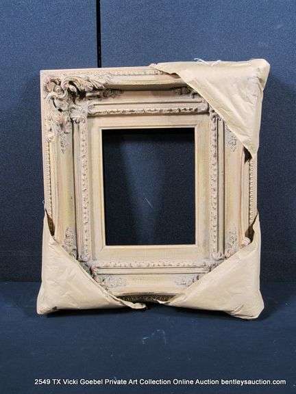 GOLD & BEIGE PAINTED, CARVED ORNATE WOODEN FRAME 17 X 19